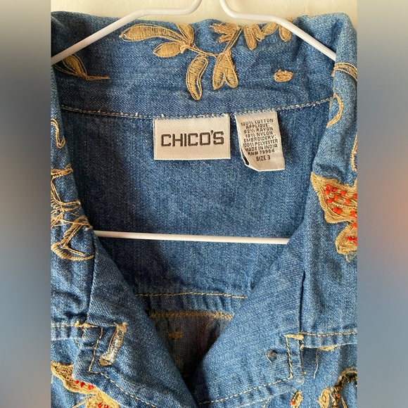 Chicos 90s vintage embroidered beaded denim vest - Picture 3 of 6